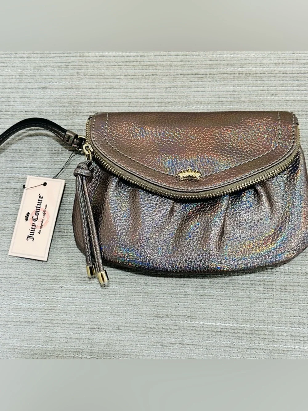 Juicy Couture Pewter Rainbow Traveler Wristlet‎ Clutch Bag NWT